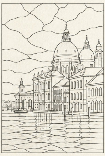 Line drawing prepared for a custom stained-glass commission